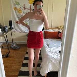 Red Denim Topshop Skirt